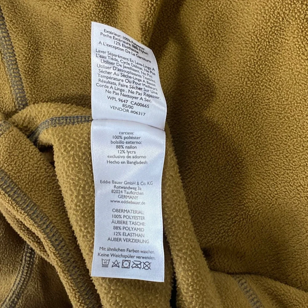 EDDIE BAUER First Ascent Fleece Pullover Mens XL Tan 1/4 Zip Chest Pocke